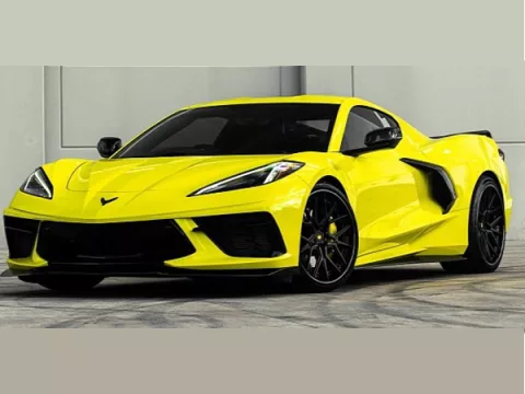 Rent Corvette Sports Car Yellow C8 2023 in Dubai Abu Dhabi Sharjah Ajman UAE