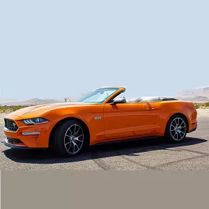 Rent Ford Mustang Orange 2021 Convertible in Dubai Abu Dhabi Sharjah UAE