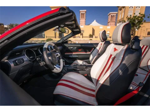 Red White Stripes Ford Mustang Rental in Dubai UAE